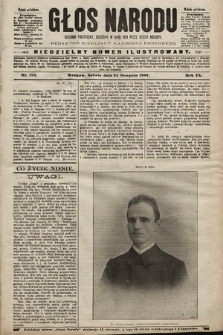 Głos Narodu : dziennik polityczny, założony w roku 1893 przez Józefa Rogosza (wydanie południowe). 1901, nr 192