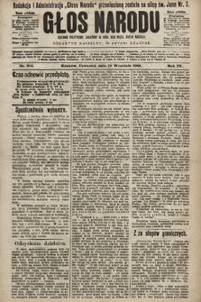 Głos Narodu : dziennik polityczny, założony w roku 1893 przez Józefa Rogosza (wydanie południowe). 1901, nr 214