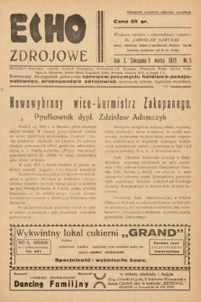 Echo Zdrojowe : ilustrowany dwutygodnik poświęcony sprawom przemysłu hotelowo-pensjonatowego, propagandzie zdrojowisk, uzdrowisk, letnisk, kąpielisk morskich, turystyce i sportom. 1935, nr 5