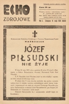 Echo Zdrojowe : ilustrowany dwutygodnik poświęcony sprawom przemysłu hotelowo-pensjonatowego, propagandzie zdrojowisk, uzdrowisk, letnisk, kąpielisk morskich, turystyce i sportom. 1935, nr 9-10