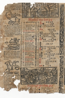 [Ephemeris ad annum 1535. Polonice, Inc.] : Marzecz ma dni 31. 1 d Albina bisku[pa] [...], [Expl.] : Kassiana me[czennika] [...]