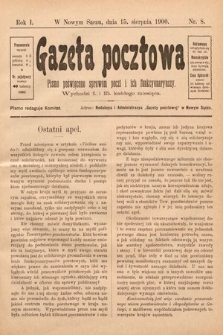 Gazeta Pocztowa : pismo poświęcone sprawom poczt i ich funkcyonaryuszy. 1900, nr 8