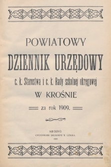 Spis alfabetyczny treści „Powiatowego Dziennika Urzędowego” z roku 1909