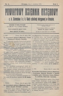Powiatowy Dziennik Urzędowy c. k. Starostwa i c. k. Rady szkolnej okręgowej w Krośnie. 1909, nr 5
