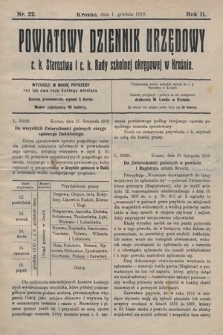 Powiatowy Dziennik Urzędowy c. k. Starostwa i c. k. Rady szkolnej okręgowej w Krośnie. 1910, nr 22