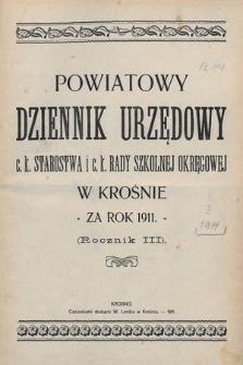 Spis alfabetyczny treści „Powiatowego Dziennika Urzędowego” z roku 1911