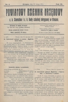 Powiatowy Dziennik Urzędowy c. k. Starostwa i c. k. Rady szkolnej okręgowej w Krośnie. 1911, nr 4