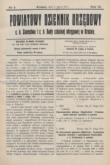 Powiatowy Dziennik Urzędowy c. k. Starostwa i c. k. Rady szkolnej okręgowej w Krośnie. 1911, nr 5