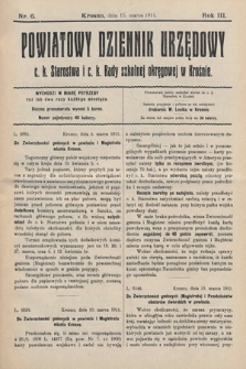 Powiatowy Dziennik Urzędowy c. k. Starostwa i c. k. Rady szkolnej okręgowej w Krośnie. 1911, nr 6