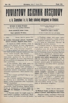 Powiatowy Dziennik Urzędowy c. k. Starostwa i c. k. Rady szkolnej okręgowej w Krośnie. 1911, nr 13