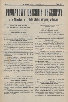 Powiatowy Dziennik Urzędowy c. k. Starostwa i c. k. Rady szkolnej okręgowej w Krośnie. 1911, nr 15