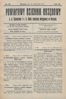 Powiatowy Dziennik Urzędowy c. k. Starostwa i c. k. Rady szkolnej okręgowej w Krośnie. 1911, nr 20