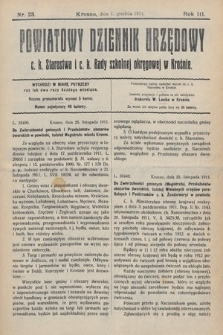 Powiatowy Dziennik Urzędowy c. k. Starostwa i c. k. Rady szkolnej okręgowej w Krośnie. 1911, nr 23