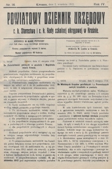 Powiatowy Dziennik Urzędowy c. k. Starostwa i c. k. Rady szkolnej okręgowej w Krośnie. 1912, nr 16