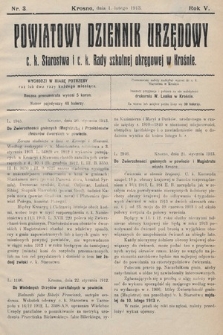 Powiatowy Dziennik Urzędowy c. k. Starostwa i c. k. Rady szkolnej okręgowej w Krośnie. 1913, nr 3