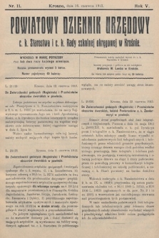 Powiatowy Dziennik Urzędowy c. k. Starostwa i c. k. Rady szkolnej okręgowej w Krośnie. 1913, nr 11