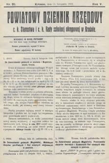 Powiatowy Dziennik Urzędowy c. k. Starostwa i c. k. Rady szkolnej okręgowej w Krośnie. 1913, nr 20