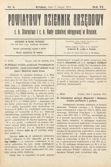 Powiatowy Dziennik Urzędowy c. k. Starostwa i c. k. Rady szkolnej okręgowej w Krośnie. 1914, nr 4