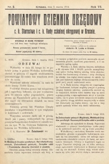 Powiatowy Dziennik Urzędowy c. k. Starostwa i c. k. Rady szkolnej okręgowej w Krośnie. 1914, nr 5