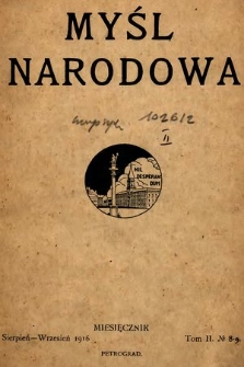 Myśl Narodowa. 1916, t. 2, nr 8/9