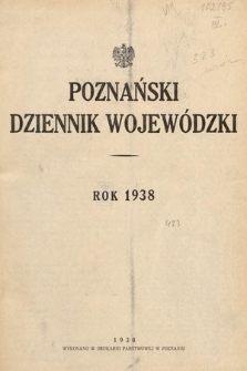 Poznański Dziennik Wojewódzki. 1938, skorowidz