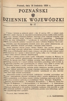 Poznański Dziennik Wojewódzki. 1938, nr 17