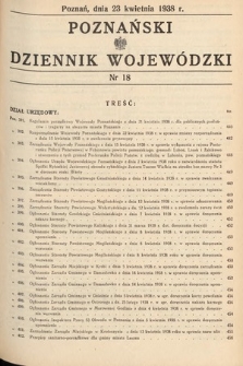 Poznański Dziennik Wojewódzki. 1938, nr 18