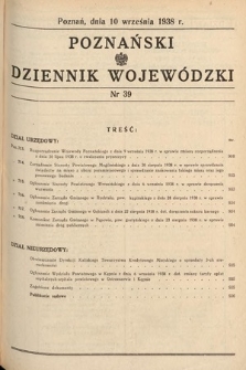 Poznański Dziennik Wojewódzki. 1938, nr 39