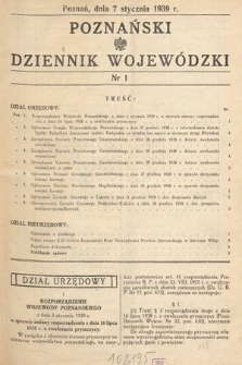 Poznański Dziennik Wojewódzki. 1939, nr 1