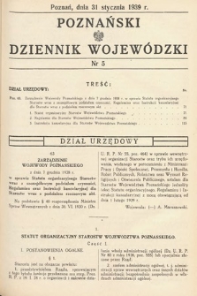 Poznański Dziennik Wojewódzki. 1939, nr 5