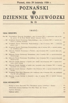 Poznański Dziennik Wojewódzki. 1939, nr 18