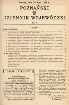 Poznański Dziennik Wojewódzki. 1945, nr 5