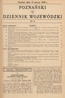 Poznański Dziennik Wojewódzki. 1946, nr 5