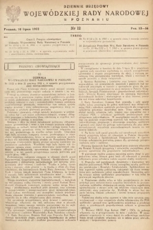 Dziennik Urzędowy Wojewódzkiej Rady Narodowej w Poznaniu. 1952, nr 12