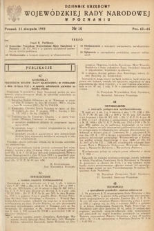 Dziennik Urzędowy Wojewódzkiej Rady Narodowej w Poznaniu. 1952, nr 14