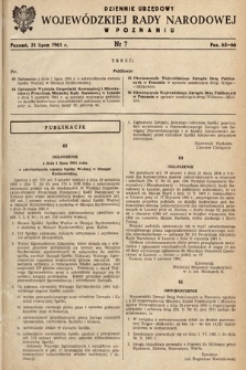 Dziennik Urzędowy Wojewódzkiej Rady Narodowej w Poznaniu. 1961, nr 7