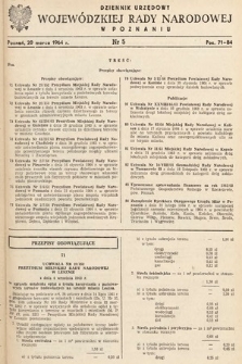 Dziennik Urzędowy Wojewódzkiej Rady Narodowej w Poznaniu. 1964, nr 5