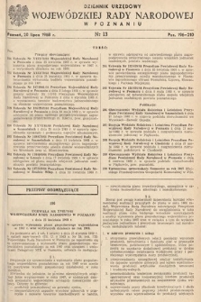 Dziennik Urzędowy Wojewódzkiej Rady Narodowej w Poznaniu. 1968, nr 13