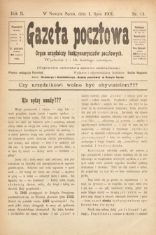 Gazeta Pocztowa : organ urzędniczy funkcyonaryuszów pocztowych. 1901, nr 13