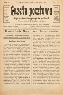 Gazeta Pocztowa : organ urzędniczy funkcyonaryuszów pocztowych. 1901, nr 15