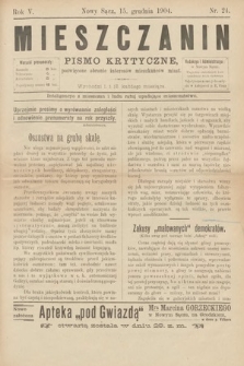 Mieszczanin : pismo krytyczne poświęcone obronie interesów mieszkańców miast. 1904, nr 24