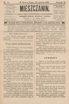 Mieszczanin : organ miast mniejszych i miasteczek : dwutygodnik polityczny, ekonomiczny i społeczny. 1895, nr 12