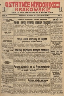 Ostatnie Wiadomości Krakowskie : gazeta popołudniowa dla wszystkich. 1931, nr 17