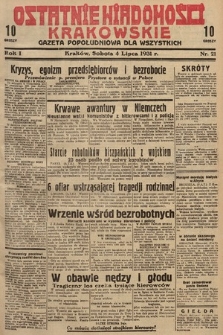 Ostatnie Wiadomości Krakowskie : gazeta popołudniowa dla wszystkich. 1931, nr 21