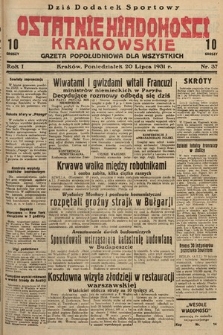 Ostatnie Wiadomości Krakowskie : gazeta popołudniowa dla wszystkich. 1931, nr 37