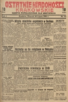 Ostatnie Wiadomości Krakowskie : gazeta popołudniowa dla wszystkich. 1931, nr 45