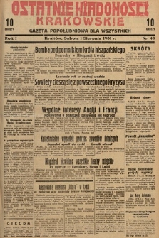 Ostatnie Wiadomości Krakowskie : gazeta popołudniowa dla wszystkich. 1931, nr 49