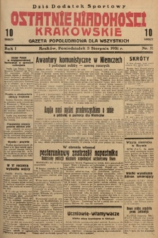 Ostatnie Wiadomości Krakowskie : gazeta popołudniowa dla wszystkich. 1931, nr 51