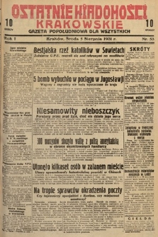 Ostatnie Wiadomości Krakowskie : gazeta popołudniowa dla wszystkich. 1931, nr 53