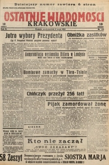 Ostatnie Wiadomości Krakowskie. 1933, nr 126